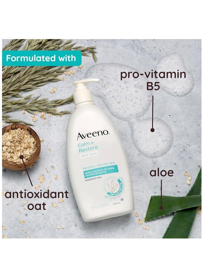 Aveeno Aveeno Calm +Restore Body Wash for Sensitive and Delicate Skin, Fragrance Free,18 Fl oz (532mL)  - Image 4