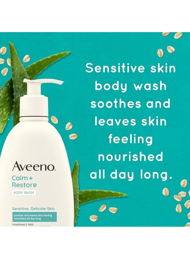 Aveeno Aveeno Calm +Restore Body Wash for Sensitive and Delicate Skin, Fragrance Free,18 Fl oz (532mL)  - Image 5