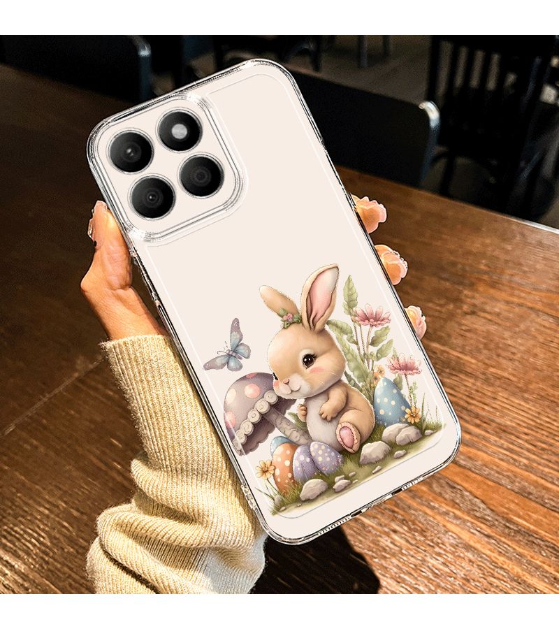 Phone Case Compatible With Honor X5 X5b X6 X6b X7 X7a X7c X8 X8a X8b X8c X9a X9b X9c And 400 Pro Lite Mixed Color 1 Transparent Design With Colorful Eggs Butterflies And Little Rabbits Pattern - Image 4