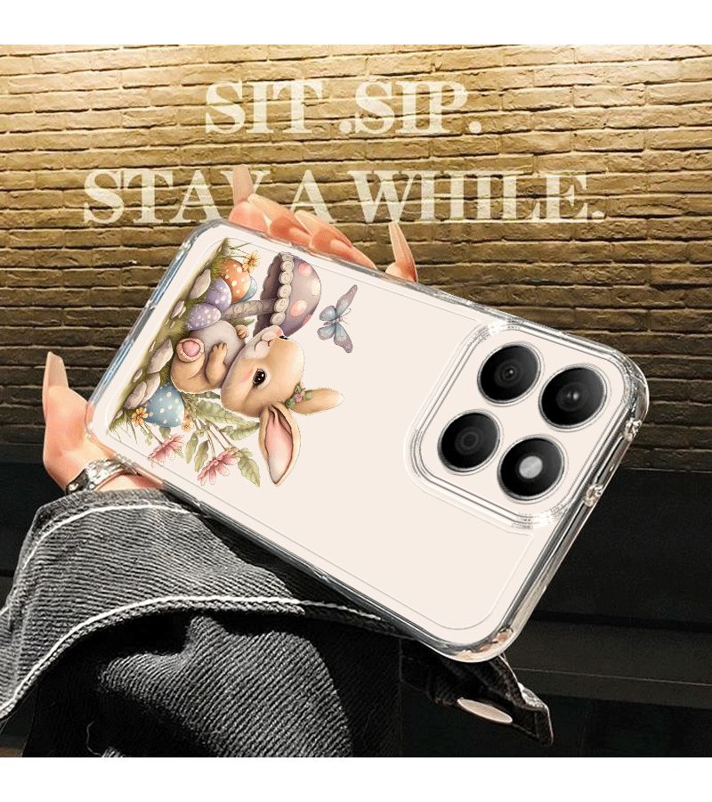 Phone Case Compatible With Honor X5 X5b X6 X6b X7 X7a X7c X8 X8a X8b X8c X9a X9b X9c And 400 Pro Lite Mixed Color 1 Transparent Design With Colorful Eggs Butterflies And Little Rabbits Pattern - Image 5