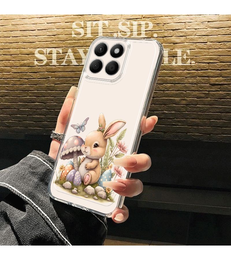 Phone Case Compatible With Honor X5 X5b X6 X6b X7 X7a X7c X8 X8a X8b X8c X9a X9b X9c And 400 Pro Lite Mixed Color 1 Transparent Design With Colorful Eggs Butterflies And Little Rabbits Pattern - Image 2