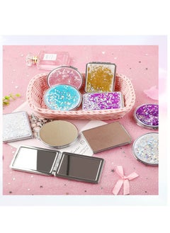 SYOSI Pocket Mirror Purse Makeup Mirror Double Sided Portable Compact Makeup Mirror Creative Quicksand Small Mini Makeup Mirror Glitter Foldable Fashion Hand Mirror Travel Mirror Silver  - Image 3