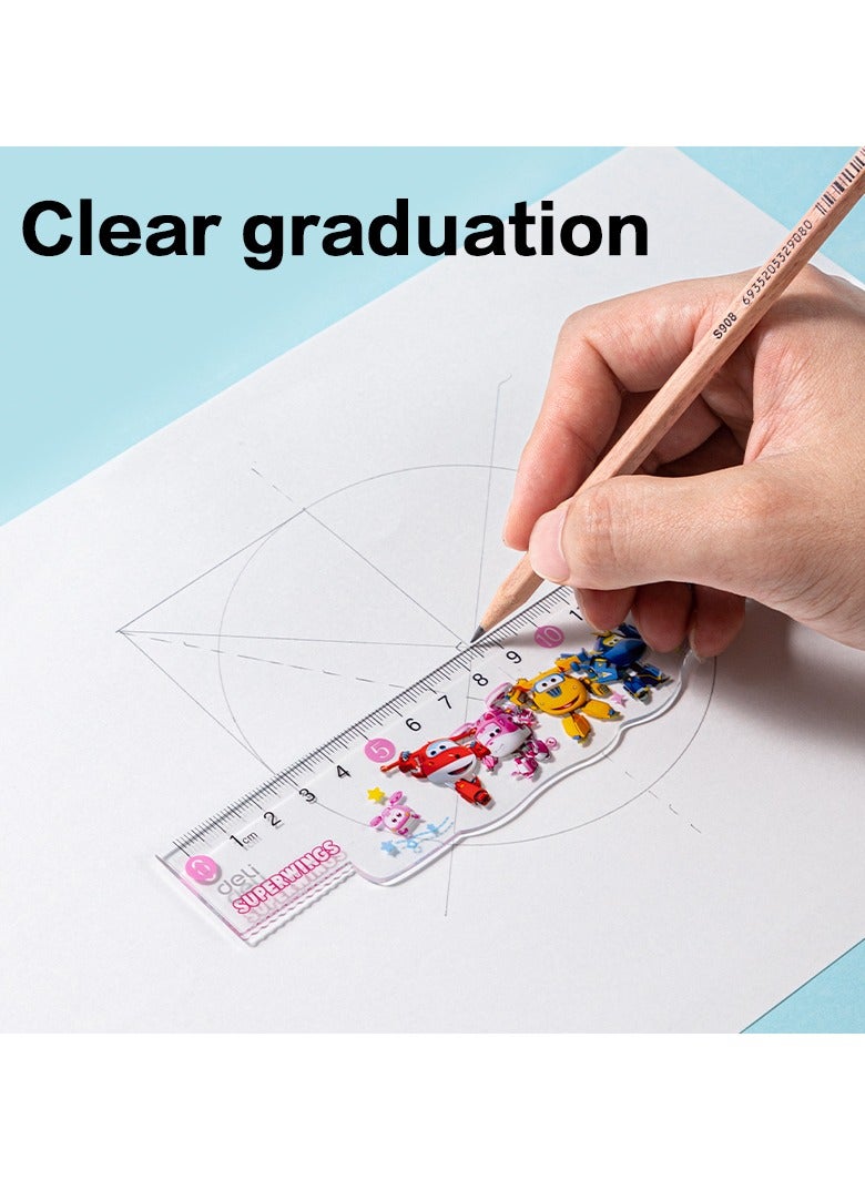 Deli مسطرة دلي EH658 سوبر وينغز بالتعاون، 15 سم أداة قياس بلاستيكية ملونة صفراء/وردية - مثالية للمدرسة ومشاريع الحرف اليدوية - Image 3