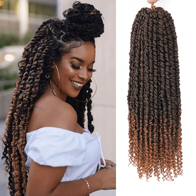 Passion Twist Hair  8 Packs 18 Inch Passion Twist Crochet Hair For Women Crochet Pretwisted Curly Hair Passion Twists Synthetic Braiding Hair Extensions 18 Inch 8 Packs T30