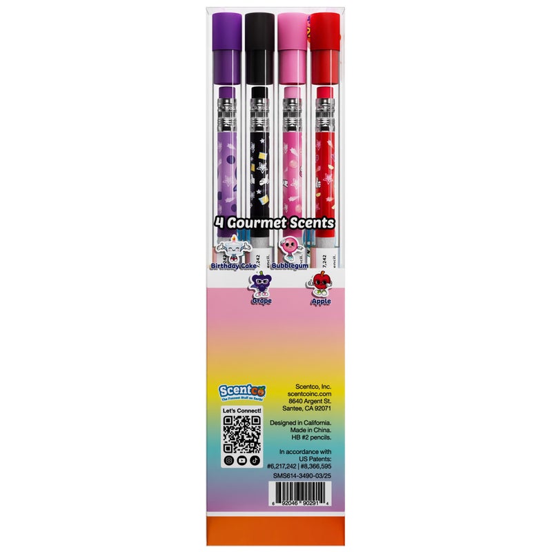 Scentco Smencils Sugar Star Scented Pencils â€“ HB #2 Graphite Pencils Made from Recycled Newspapers, 4 Pack, Long-Lasting Gourmet Scents, Fun School Supplies & Gifts for Kids, Teachers, Classroom Rewards - Image 5