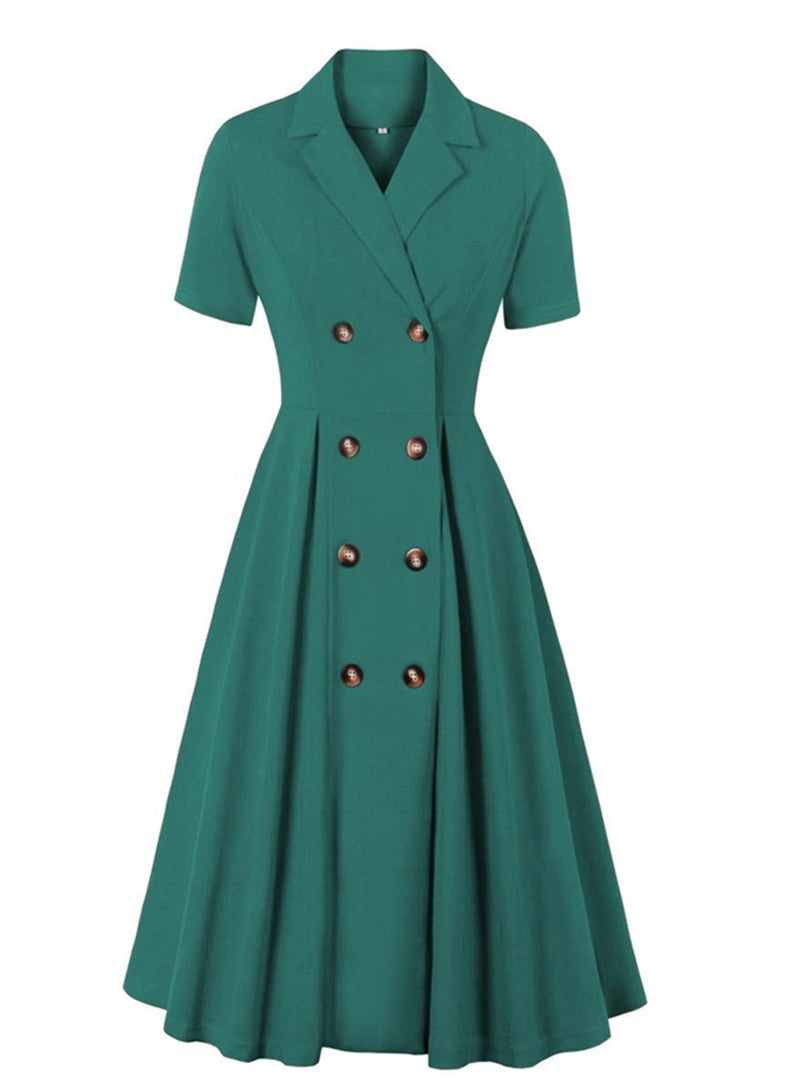 Plus size New Solid Color Dress High Waist OL Temperament Skirt Green  - Image 1