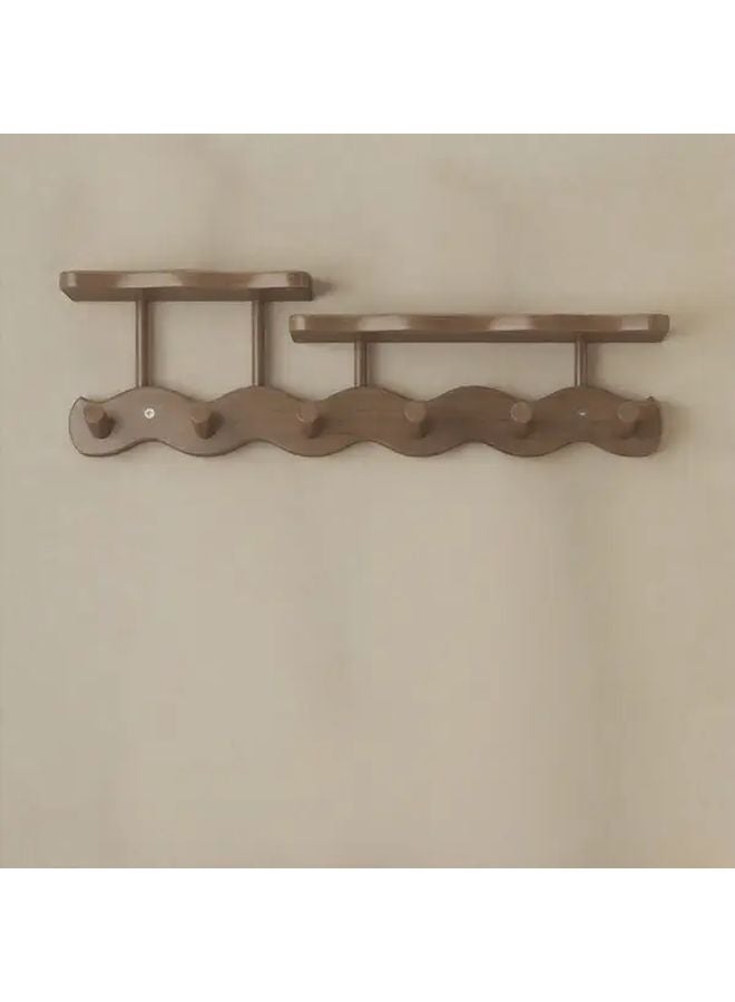 Tea Color Wall Mounted Coat Rack 6 Hooks Space Saving Modern Entryway Organizer - Image 1