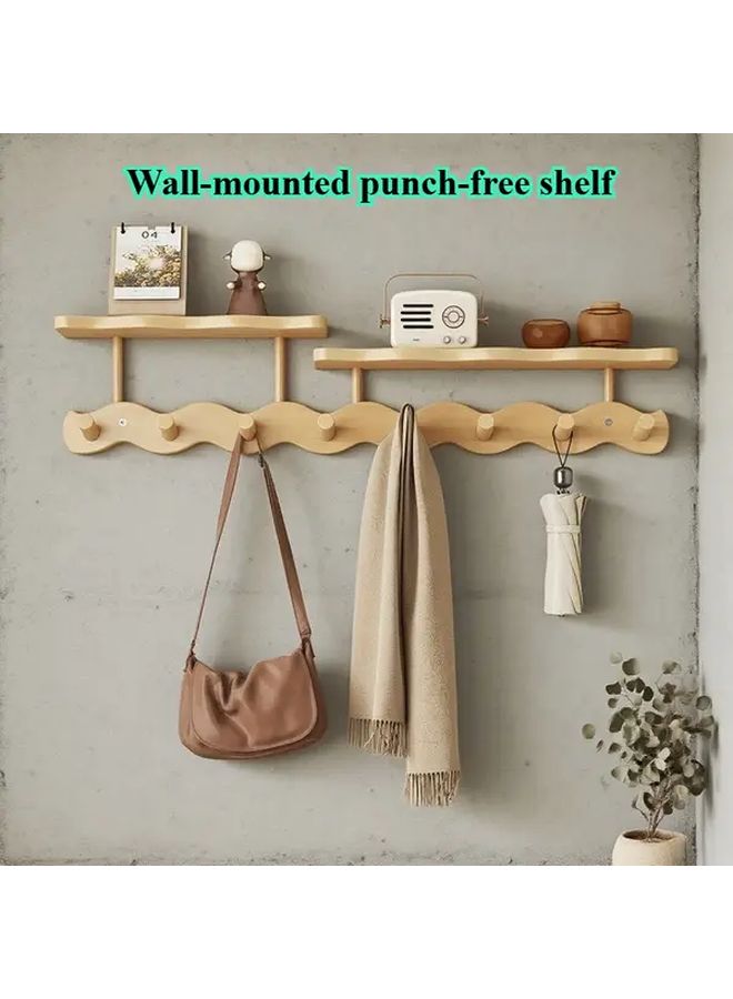 Tea Color Wall Mounted Coat Rack 6 Hooks Space Saving Modern Entryway Organizer - Image 2
