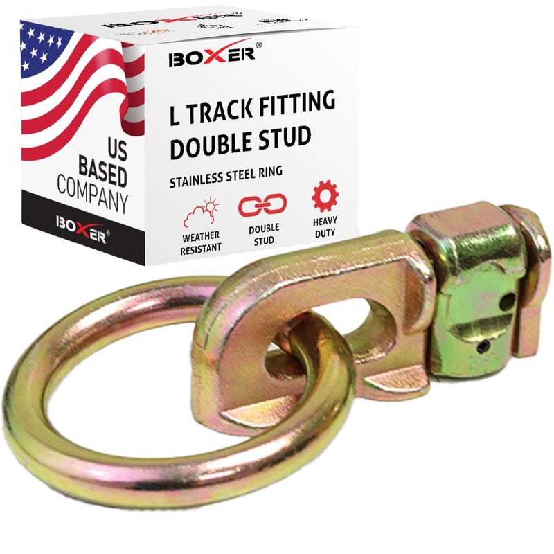 Boxer  10 Pack  L Track Fitting Double Stud O Ring  L Track Accessory 5000lbs Use with L Track Rails Truck Bed Trailer Tie Down