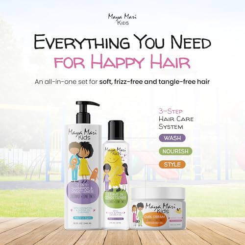 MAYA MARI Kids Curly Hair Gift Set | 2-in-1 Kids Shampoo & Conditioner, Curl Cream, & Leave-In Conditioner | Shea Butter, Tear-Free, Frizz Control, & Sulfate-Free, 32 Fl Oz - Image 2