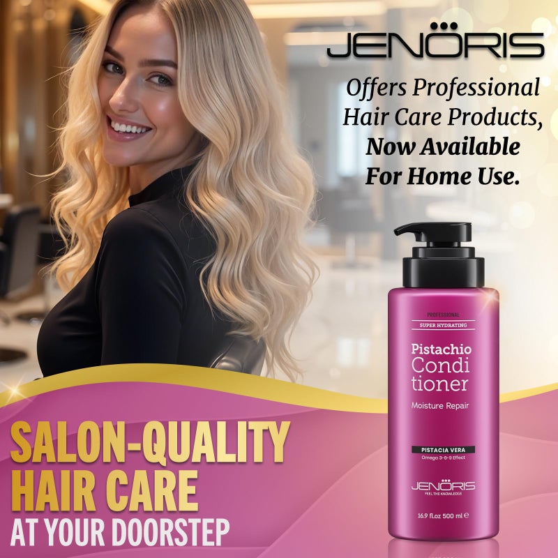 Jenoris Pistachio Conditioner & Hair Mask – For Dry, Damaged Hair, Enriched with Pistachio Oil & Vitamin E, Paraben & SLS Free, Deep Hydration & Repair, Salon-Quality Treatment - Image 3