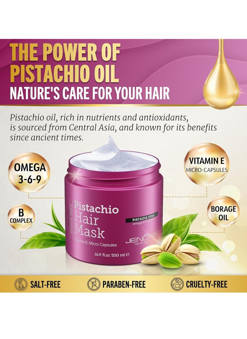 Jenoris - Jenoris Pistachio Conditioner & Hair Mask – For Dry, Damaged Hair, Enriched with Pistachio Oil & Vitamin E, Paraben & SLS Free, Deep Hydration & Repair, Salon-Quality Treatment - Image 1