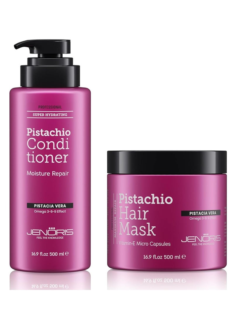 Jenoris - Jenoris Pistachio Conditioner & Hair Mask – For Dry, Damaged Hair, Enriched with Pistachio Oil & Vitamin E, Paraben & SLS Free, Deep Hydration & Repair, Salon-Quality Treatment - Image 1