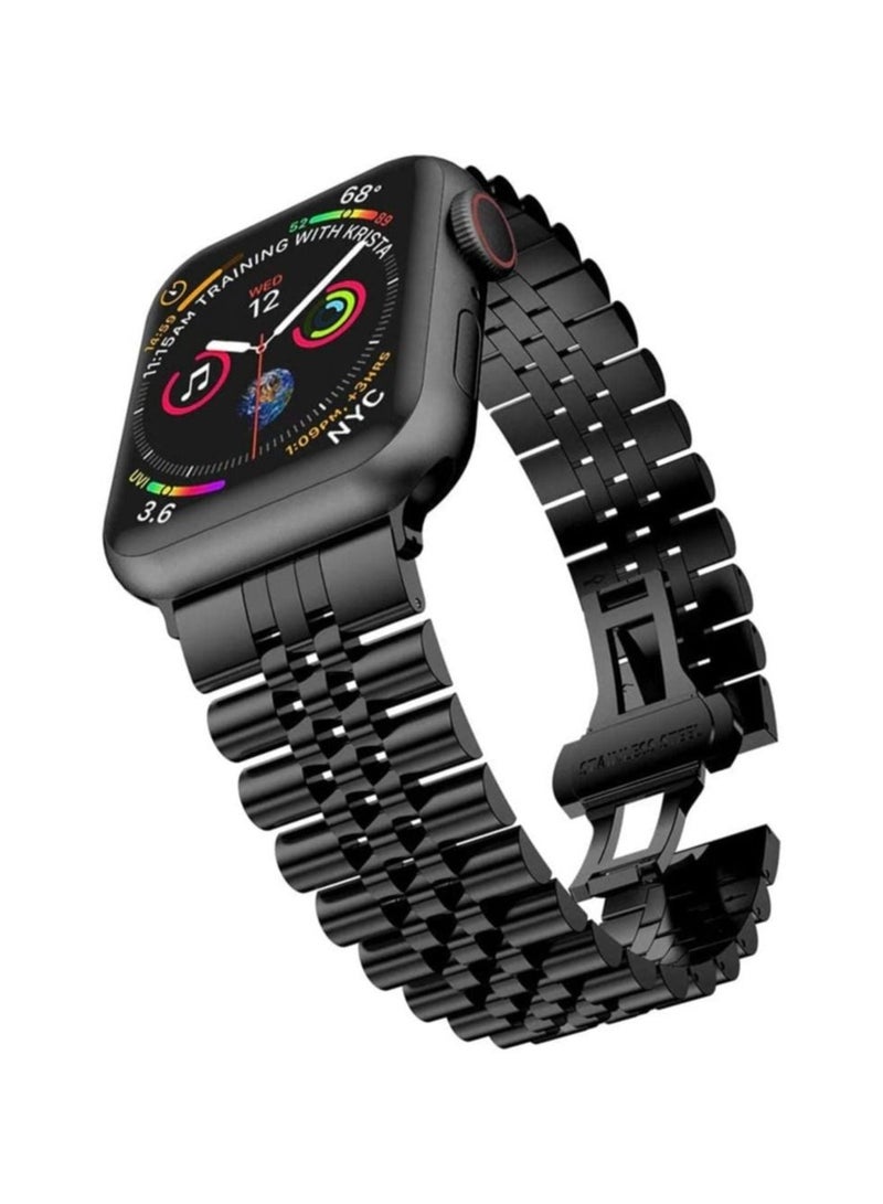 Replacement Band Compatible with Apple Watch 45mm,Stainless Steel Solid Strap Metal Bracelet for Apple Watch Series 7/ - Image 1