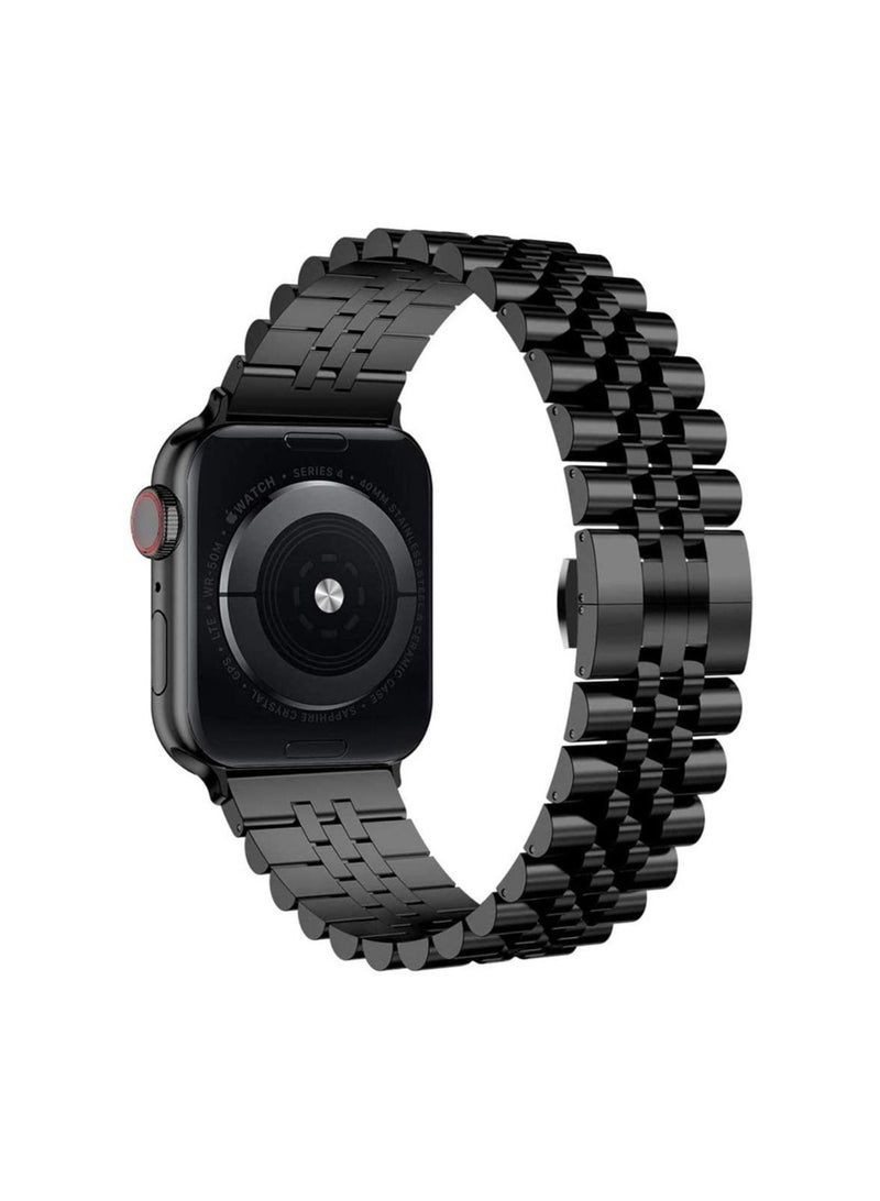 Replacement Band Compatible with Apple Watch 45mm,Stainless Steel Solid Strap Metal Bracelet for Apple Watch Series 7/ - Image 2