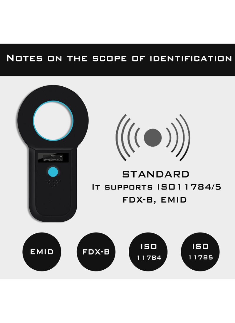 Smoostart Smoostart Pet Microchip Scanner, Read ISO11784/85/FDX-B/EMID Format Microchip, Data Storage Microchip Reader for Animal/Pet/Dog/Cat/Pig (Black)  - Image 3