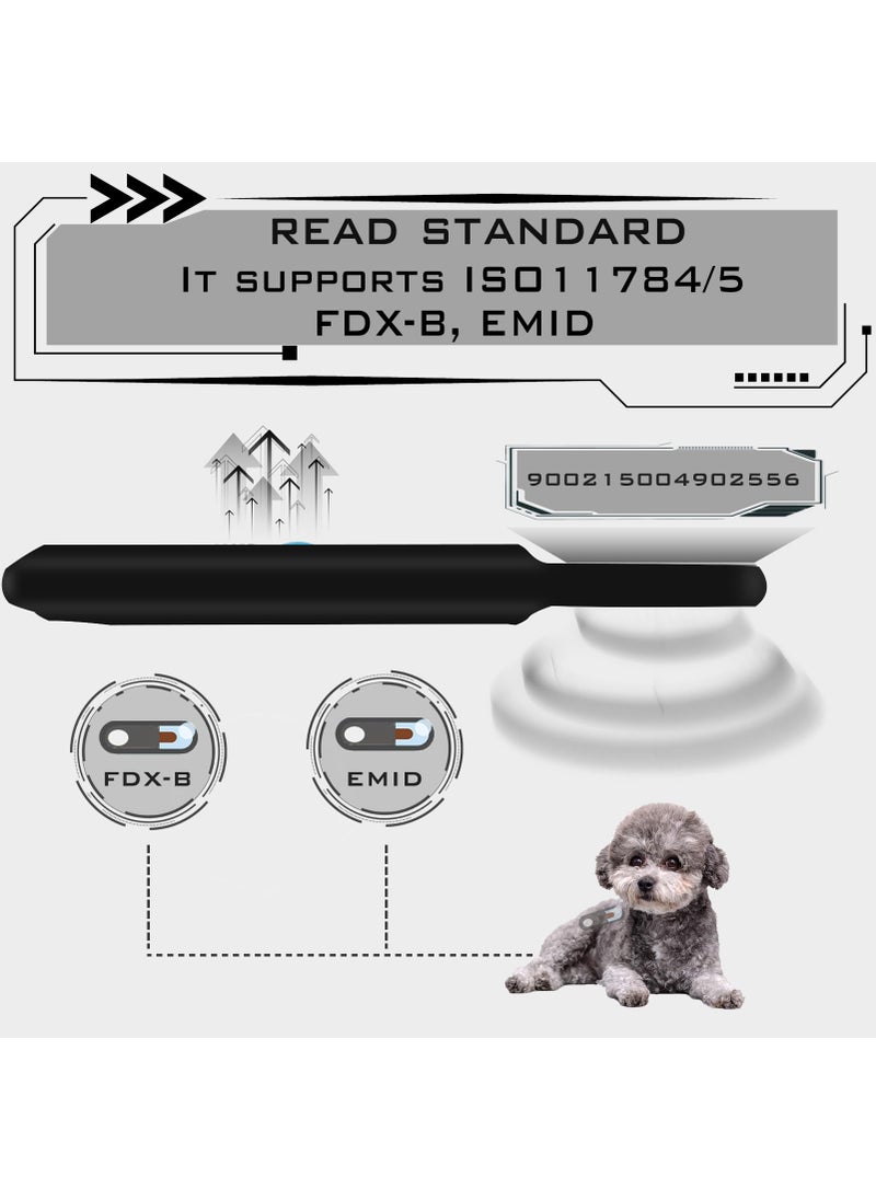 Smoostart Smoostart Pet Microchip Scanner, Read ISO11784/85/FDX-B/EMID Format Microchip, Data Storage Microchip Reader for Animal/Pet/Dog/Cat/Pig (Black)  - Image 2