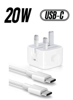 ELTRAZONE USB C charger and plug for ipad Pro, 20W Wall Fast Charger with 6.6FT USB C Fast Charging Cable Compatible for iPad Pro 12.9 5/4/3 Gen,iPad Pro 11 3/2/1 Gen,iPad Air 4,Galaxy S21/Note20, Pixel 5  - Image 1