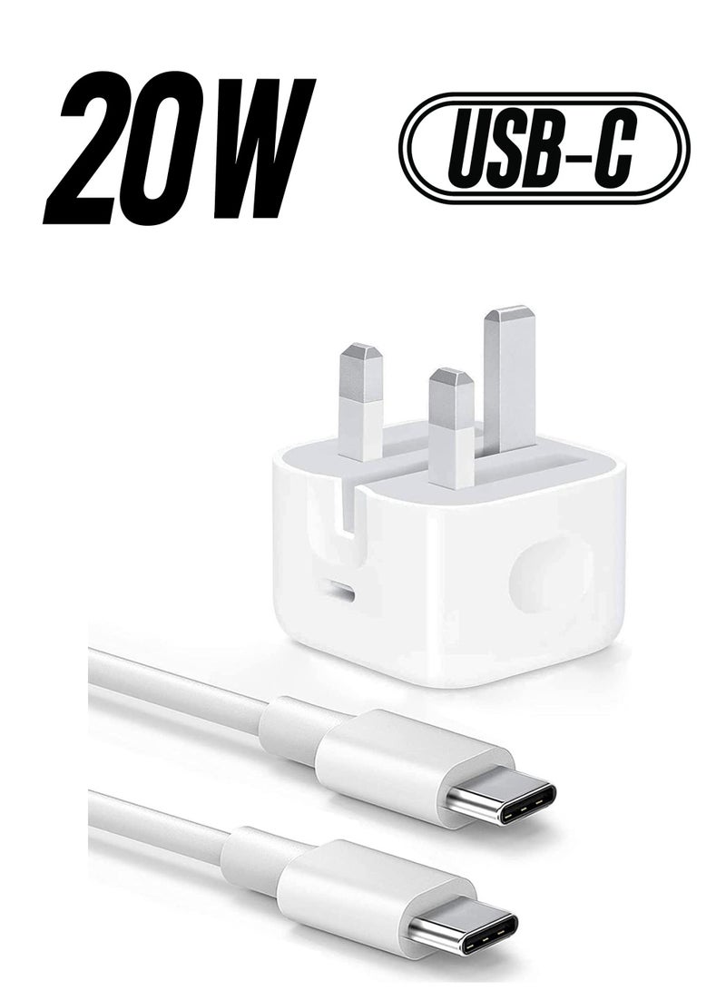 ELTRAZONE USB C charger and plug for ipad Pro, 20W Wall Fast Charger with 6.6FT USB C Fast Charging Cable Compatible for iPad Pro 12.9 5/4/3 Gen,iPad Pro 11 3/2/1 Gen,iPad Air 4,Galaxy S21/Note20, Pixel 5 - Image 1