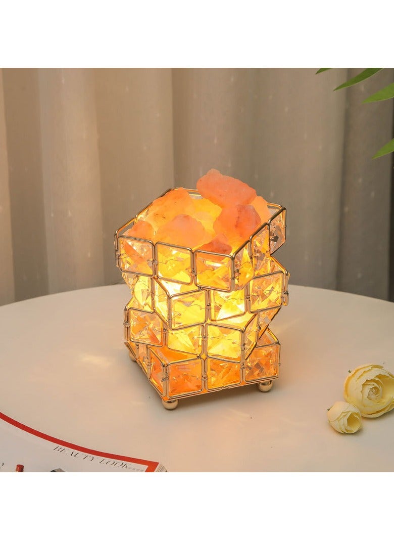 general Himalayan salt crystal lamp, natural salt rock lamp, mood lamp, four-layer crystal table lamp, bedside night lamp, princess decoration, Internet celebrity ins, girl night light - Image 1