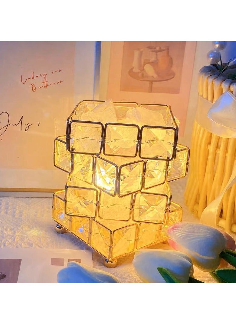 general Himalayan salt crystal lamp, natural salt rock lamp, mood lamp, four-layer crystal table lamp, bedside night lamp, princess decoration, Internet celebrity ins, girl night light - Image 2