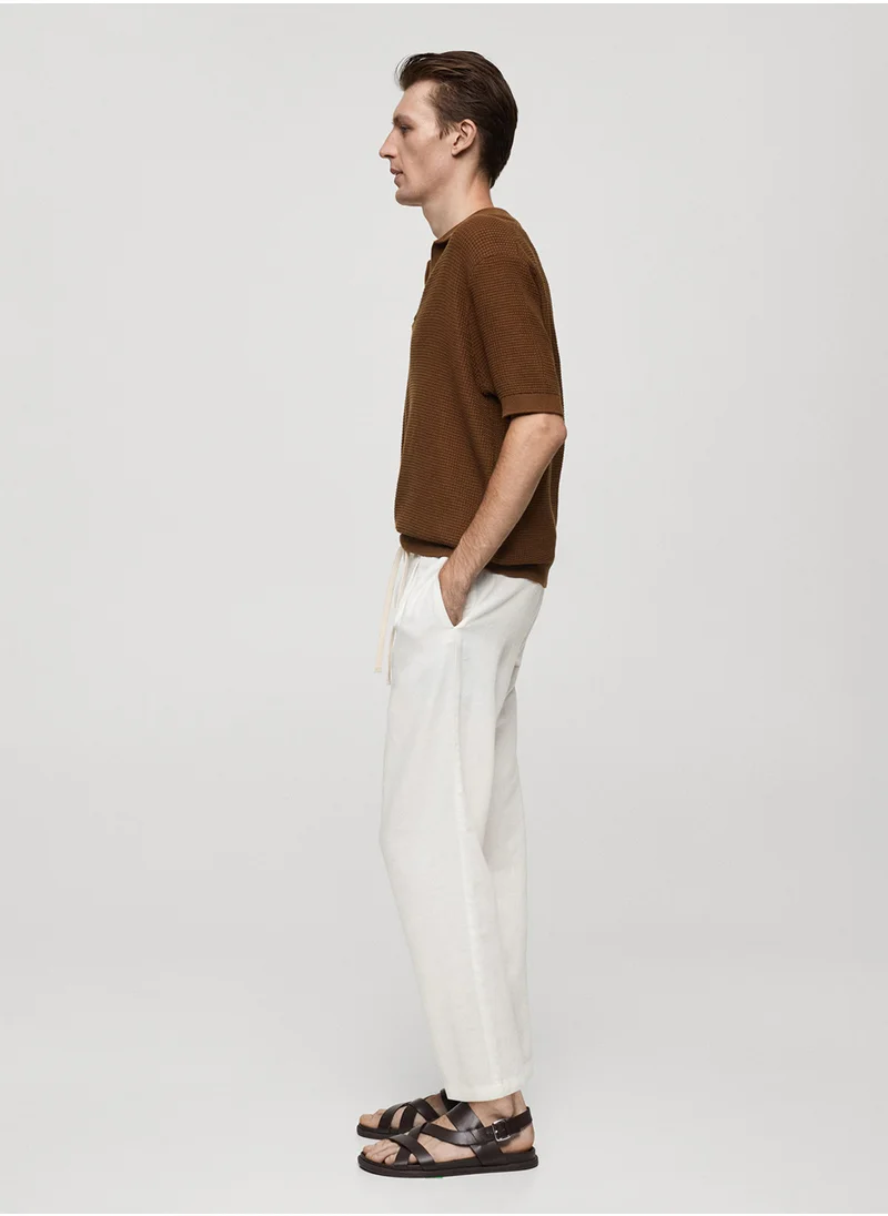 Mango Man Drawstring Slim Fit Pants