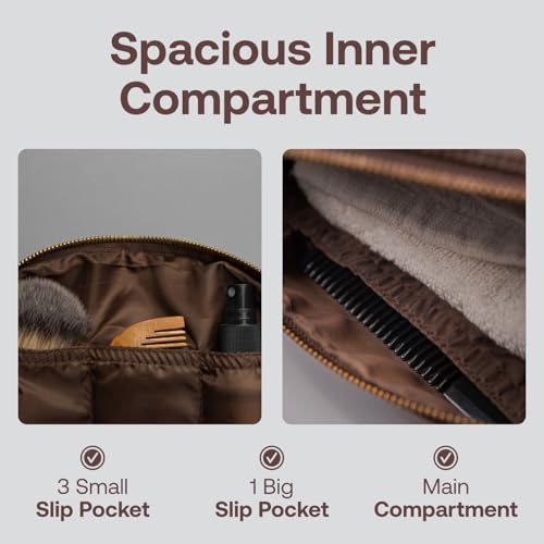 Rubab Men Premium Toiletry Kit Bag - Waterproof Vegan Leather Pouch for Men & Women | Shaving Kit Bag & Grooming Travel Toiletries Bag | Organiser in Tan Shade - Image 2