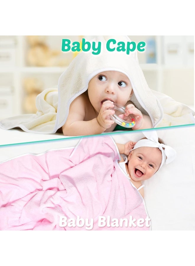 Reginary 4 Pack Baby Hooded Towels Coral Fleece Baby Bath Towels 30 x 30 Inch Soft Absorbent Hooded Bath Blanket for Newborn Toddler Infant Boy Girl Shower Gift Supplies (White, Pink, Green, Blue) - Image 5