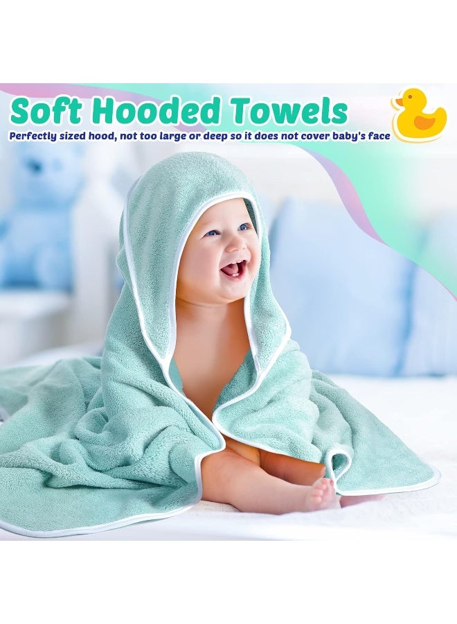 Reginary 4 Pack Baby Hooded Towels Coral Fleece Baby Bath Towels 30 x 30 Inch Soft Absorbent Hooded Bath Blanket for Newborn Toddler Infant Boy Girl Shower Gift Supplies (White, Pink, Green, Blue) - Image 4