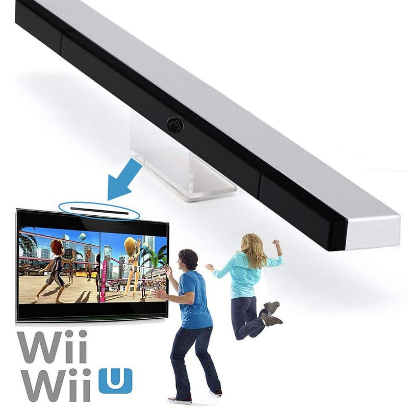 SOONORY Replacement Wii Sensor Bar, Motion Sensor Signal Receiver for Nintendo Wii and Wii U Console with Stable Stand and 4 AAA Batteries(Silver) - Image 3