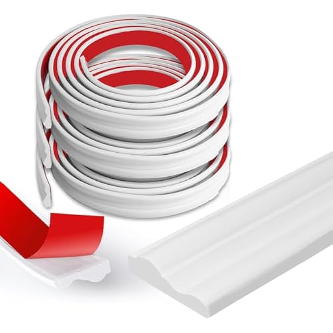 PEEL AND STICK PANELS MOLDING TRIM, SELF-ADHESIVE WALL PANELING STRIP, FLEXIBLE CHAIR RAIL CLASSIC WALL TRIM FOR HOME DECORATION ﻿ (0.9IN*10FT-3 ROLL) - Image 2