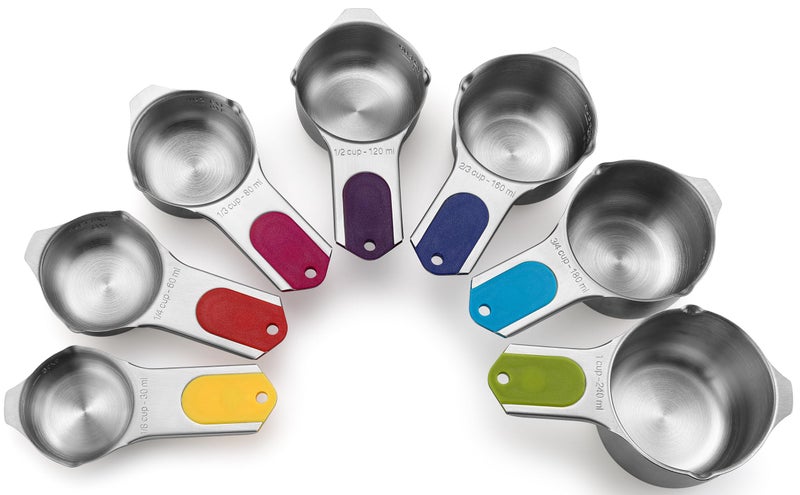 Spring Chef Magnetic Stainless Steel Measuring Cups, Patented, Kitchen Tools with Easy to Read Markings for Measuring Dry or Liquid Ingredients, Set of 7, Multicolor - Image 1