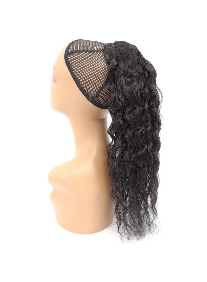 Feelgrace 100% Human Hair Drawstring Ponytail Extension Water Wave In Natural Color 1B Corn Wave Ponytail Clip In Extensions For Black Women Full End Hair 18 Inch - Image 4