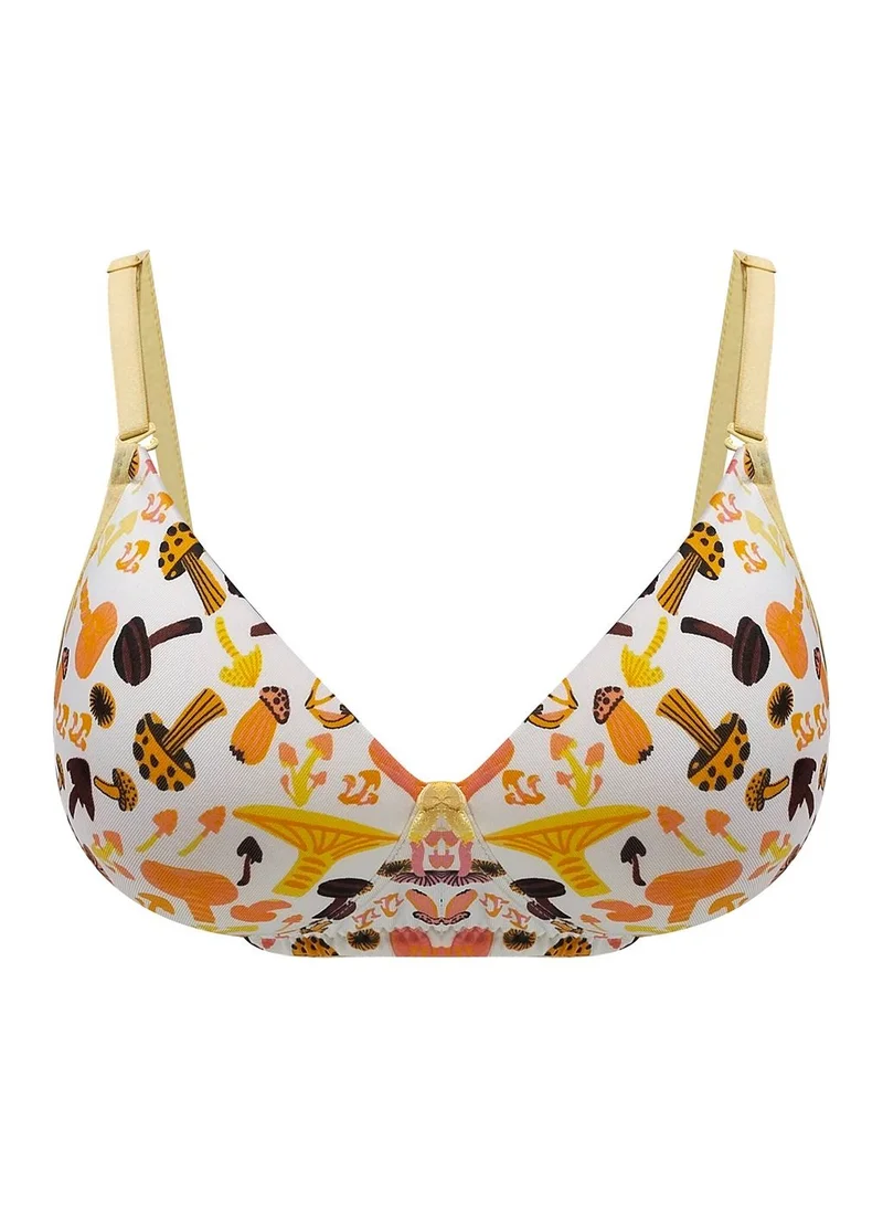 كلوفيا Clovia Padded Non-Wired Full Cup Mushroom Print Multiway T-shirt Bra in White