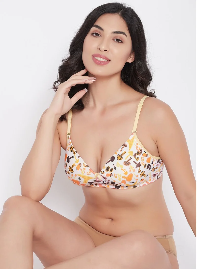كلوفيا Clovia Padded Non-Wired Full Cup Mushroom Print Multiway T-shirt Bra in White
