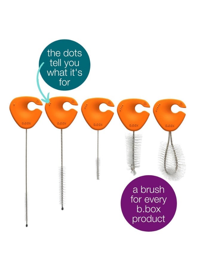 b.box Cleaning Brush Set of 5 Brushes for Sippy Cups, Water Bottles, Bottle Teats and Straws, Brushes Clip in and Out, All on One Handy Ring - Image 2