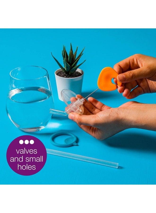 b.box Cleaning Brush Set of 5 Brushes for Sippy Cups, Water Bottles, Bottle Teats and Straws, Brushes Clip in and Out, All on One Handy Ring - Image 4