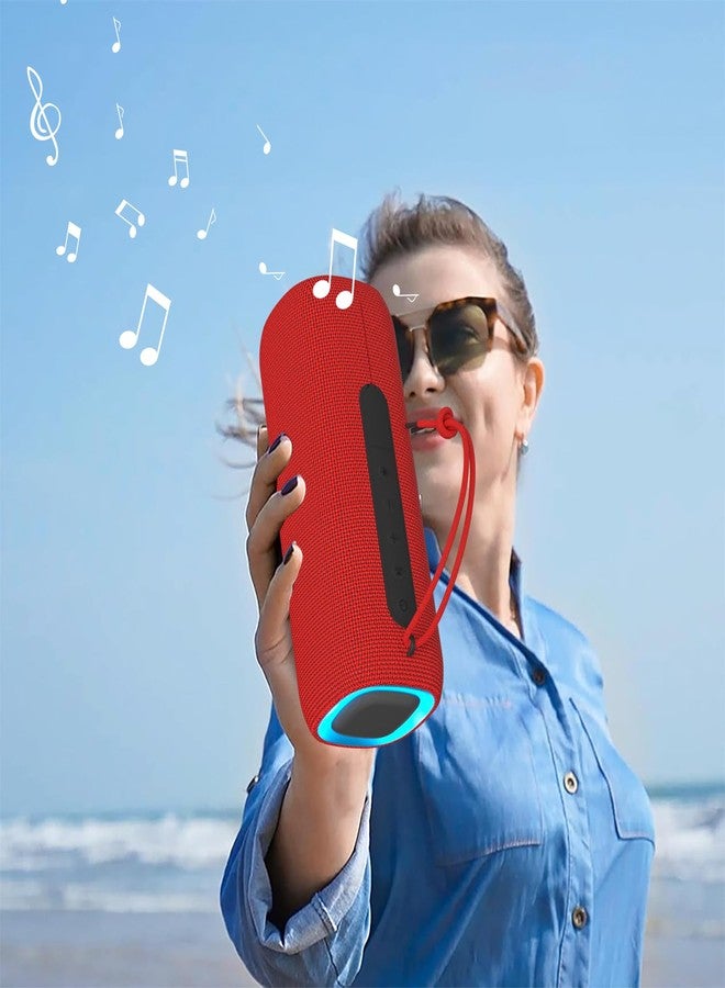 PEICHENG Bluetooth Speaker, Portable Wireless Clear Loud Stereo Sound IPX5 Waterproof with RGB Lights BT5.3 Long Playtime TWS Pairing,for Home Party Outdoor Beach,Great Gift Choice (Red) - Image 2