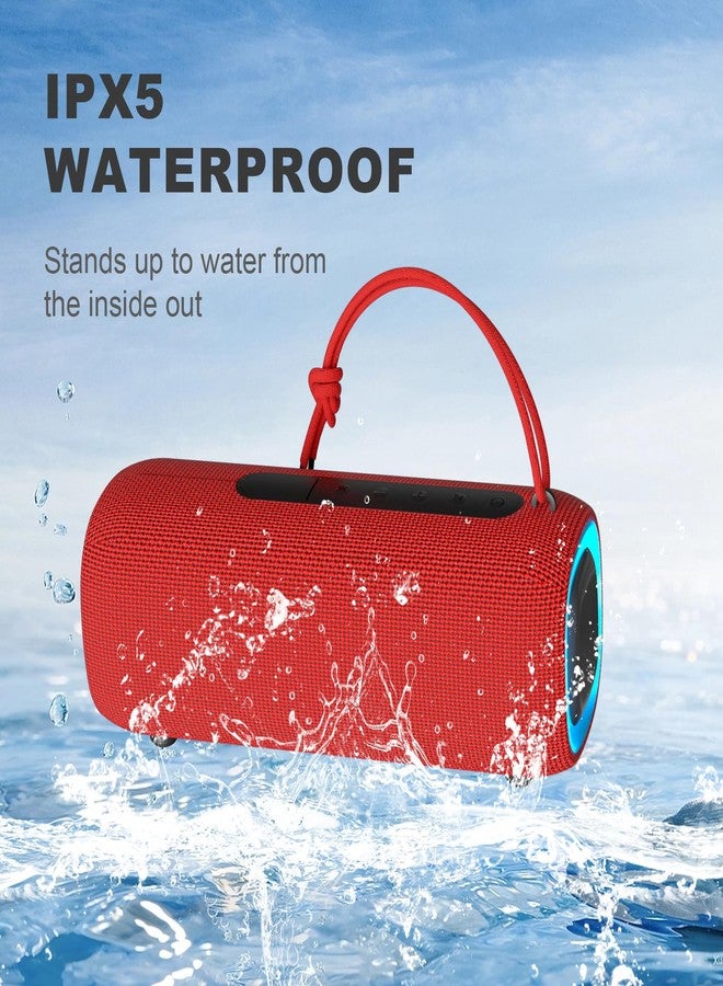 PEICHENG Bluetooth Speaker, Portable Wireless Clear Loud Stereo Sound IPX5 Waterproof with RGB Lights BT5.3 Long Playtime TWS Pairing,for Home Party Outdoor Beach,Great Gift Choice (Red) - Image 5