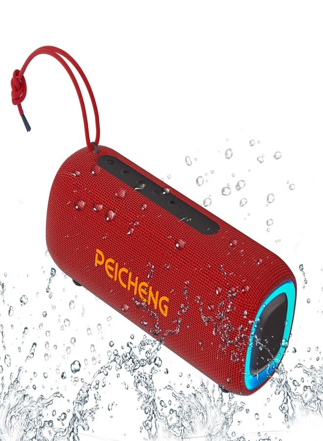 PEICHENG Bluetooth Speaker, Portable Wireless Clear Loud Stereo Sound IPX5 Waterproof with RGB Lights BT5.3 Long Playtime TWS Pairing,for Home Party Outdoor Beach,Great Gift Choice (Red) - Image 1