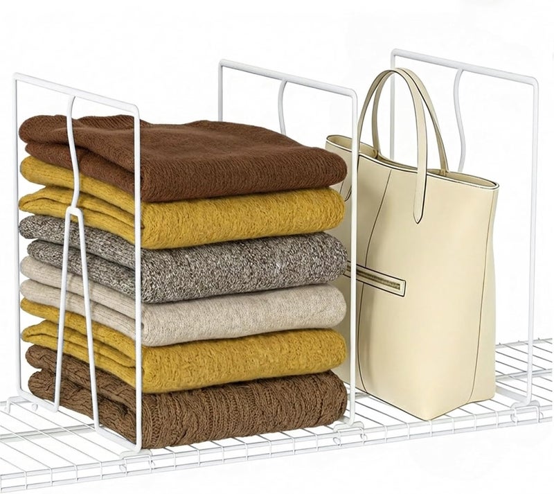 SortNStore Wire Shelf Dividers for Closet: 12-inch Tall 12-inch Deep 6 Pack Wire Rack Accessories - Adjustable Purse Organizer for Clothes Handbags - Metal Linen Closet Pantry Separators - Image 1