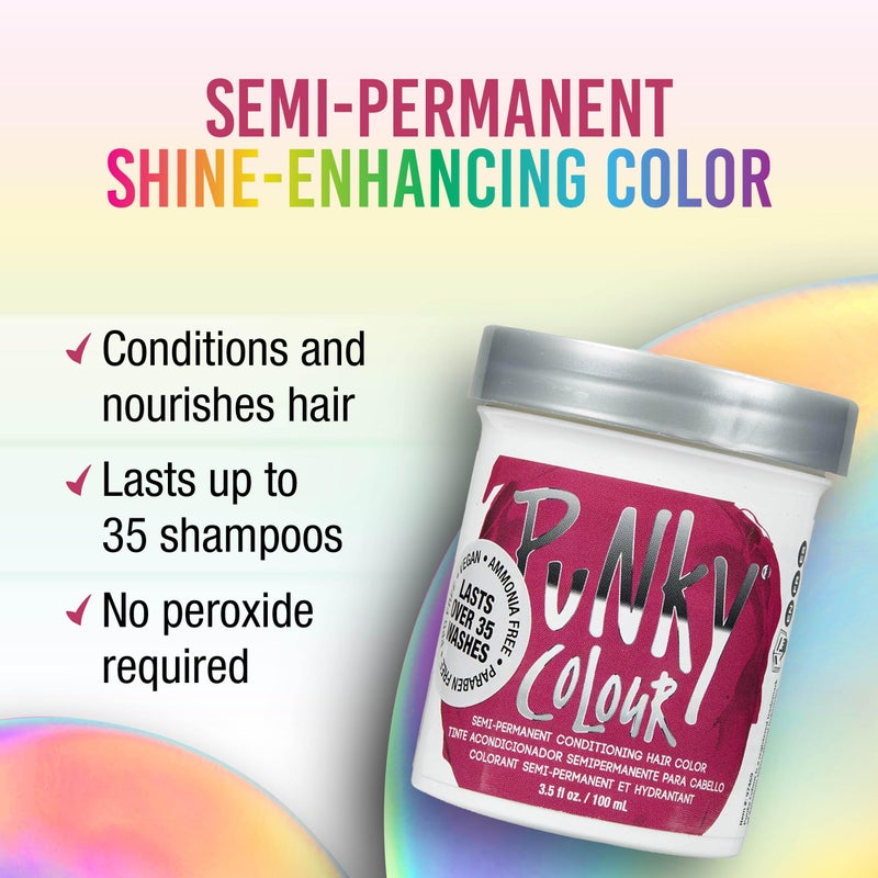 Punky Rose Red Semi Permanent Hair Color - Vegan & Cruelty-Free Conditioning Hair Dye, Lasts Up to 35 Washes, 3.5 fl oz - Image 2