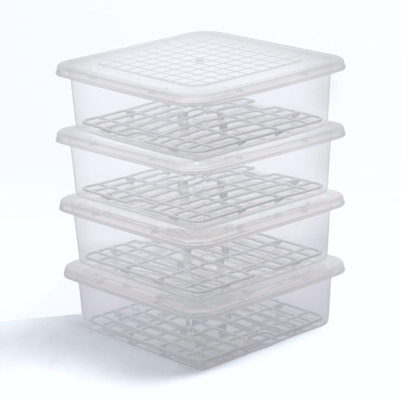 SKY HEART SKY HEART Fridge Storage Boxes Fridge Organizer with Removable Drain Plate and Lid Stackable Fridge Storage Freezer Storage Containers for Fish Meat Vegetables Fruits 2500ML 4 - Image 1