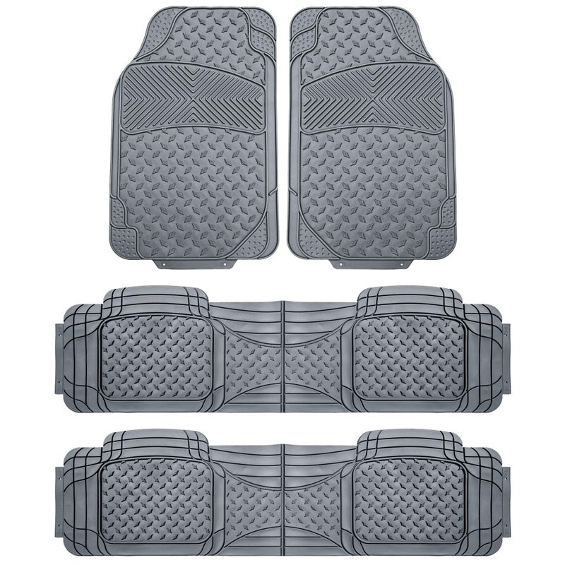 FH Group Automotive Floor Mats Gray Climaproof for All Weather Protection Universal Fit Trim to Fit for Most Cars SUVs and Trucks 3 Row 4pc Full Set FH Group F11307GRAY3ROW - Image 2