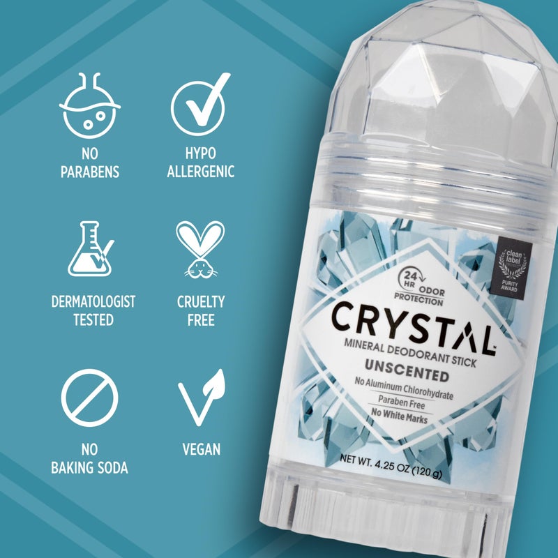 CRYSTAL ESSENCE CRYSTAL Deodorant Stick (30003)  Unscented  4.25 Ounce - Image 4