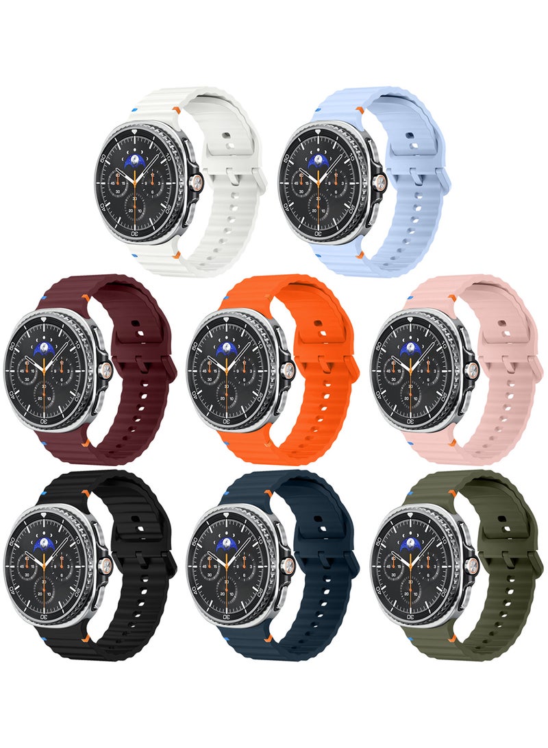 CATANES 8 Packs Silicone Ocean Band for Samsung Galaxy Watch 8 Classic 46mm and Watch 8 40mm 44mm - Sport Band Strap - Image 2