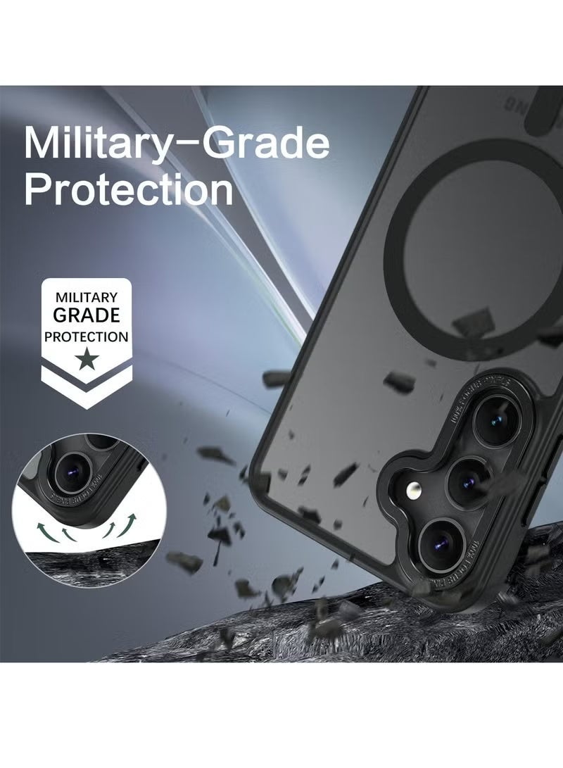 Gecomo Samsung S24 Case, MagSafe Compatible, Magnetic Translucent Matte Back Shockproof Cover with Strong Magnets, Slim Full - Protection Phone Case for Galaxy S24 5G (Black) - Image 2