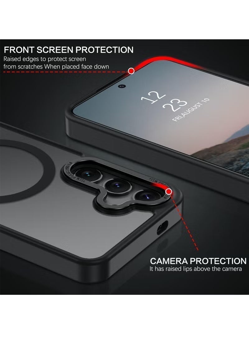Gecomo Samsung S24 Case, MagSafe Compatible, Magnetic Translucent Matte Back Shockproof Cover with Strong Magnets, Slim Full - Protection Phone Case for Galaxy S24 5G (Black) - Image 4