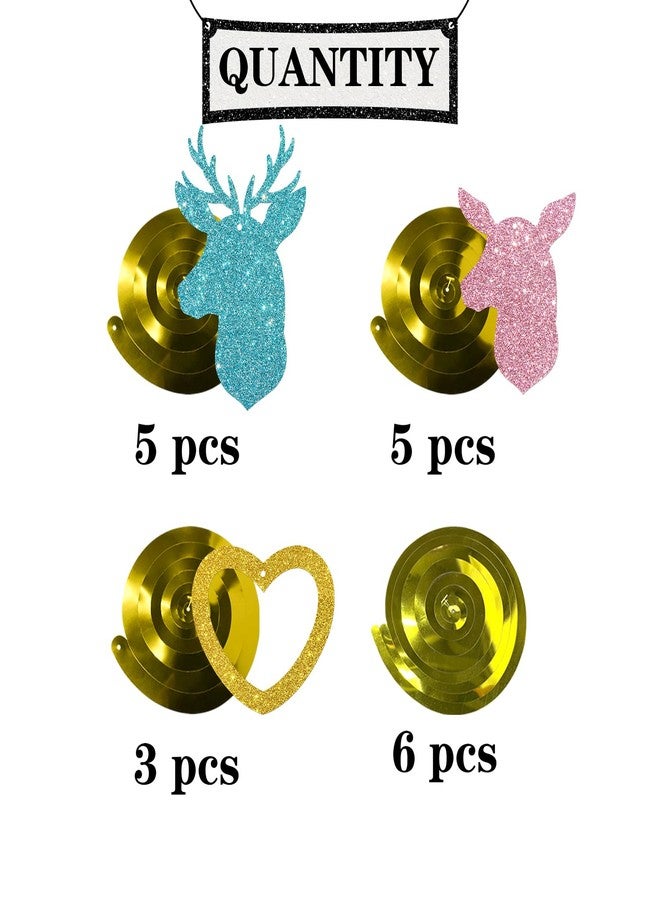 Maicaiffe Buck or Doe Hanging Swirl Decorations - Glitter 19 Pcs Gender Reveal Party Supplies - Boy or Girl Streamers - Welcome Baby Party Foil Swirls Ceiling Decorations - Image 3