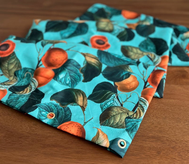 Worthwhile Goods Teal Apricot Leaf Startain - Nottlful Fruit Fruit Pattern - Modern Home Decor - Image 3